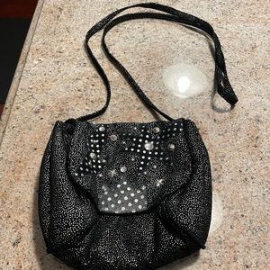 So attractive!  Small shoulder bag black /ornate with stones/snap closure.